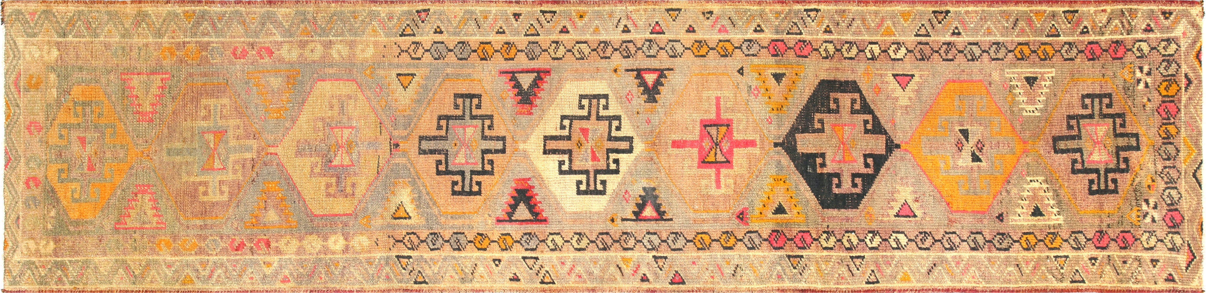 Vintage Turkish Oushak Runner - 3' x 12'8" - 210219