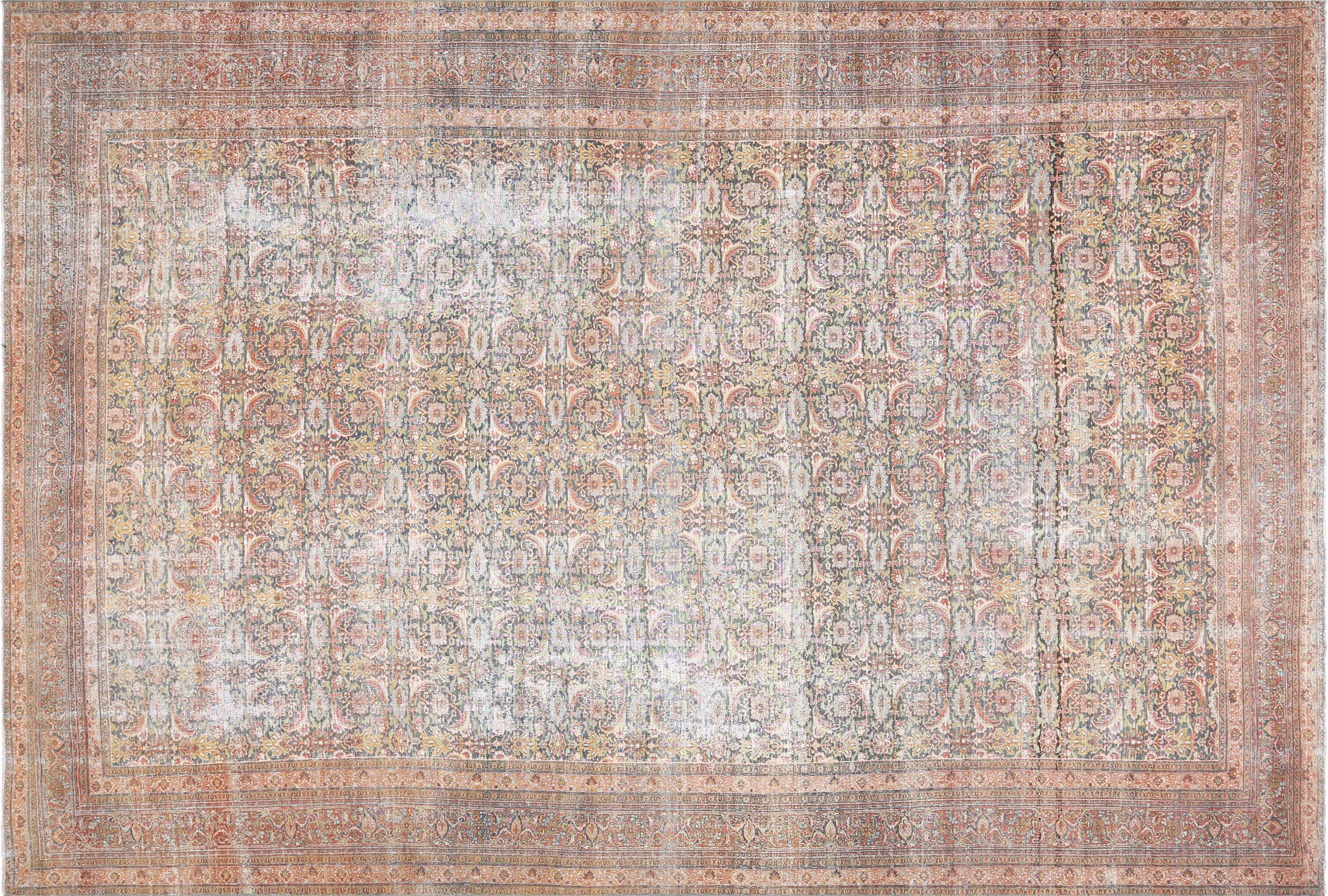 Antique Persian Doroksh Rug in Blue,Pink,Red tones and an All Over pattern. Measuring 12 feet 6 inches x 18 feet 2 inches – SKU 210321