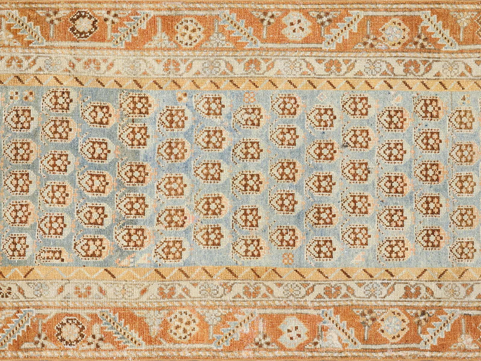 Semi Antique Persian Melayer Rug in Blue tones and an All Over pattern. Measuring 2 feet 10 inches x 14 feet 3 inches – SKU 210462