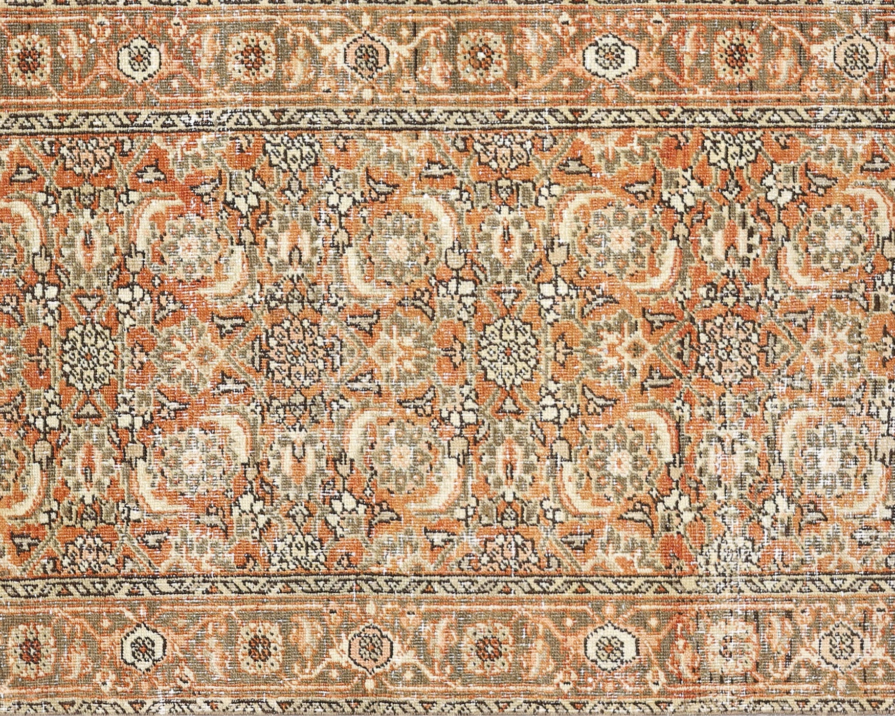 Semi Antique Persian Tabriz Rug in Camel,Coral,Rust tones and an All Over pattern. Measuring 2 feet 9 inches x 17 feet 0 inches – SKU 210482