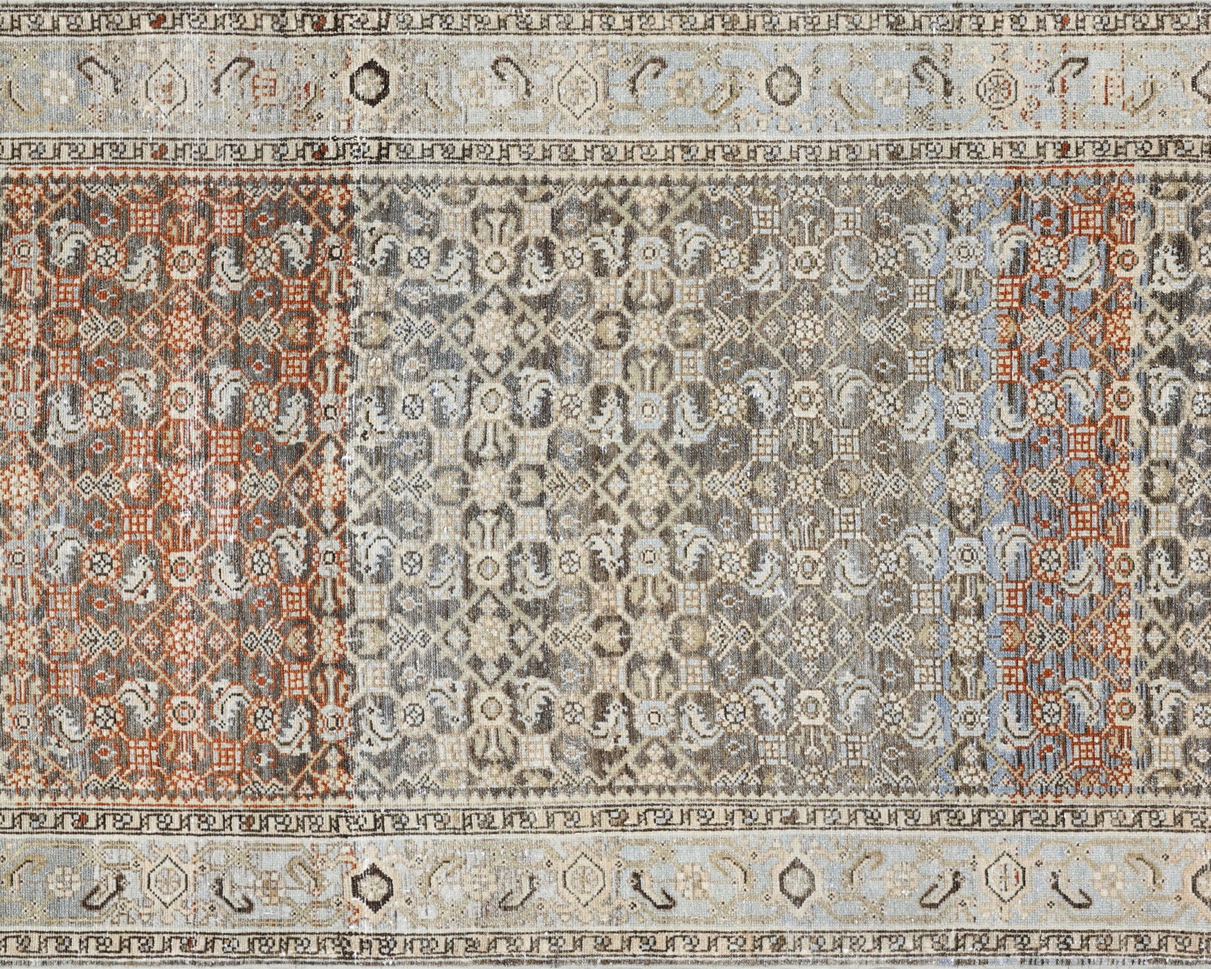 Semi Antique Persian Melayer Rug in Blue tones and an All Over,Herati pattern. Measuring 3 feet 9 inches x 16 feet 3 inches – SKU 220019