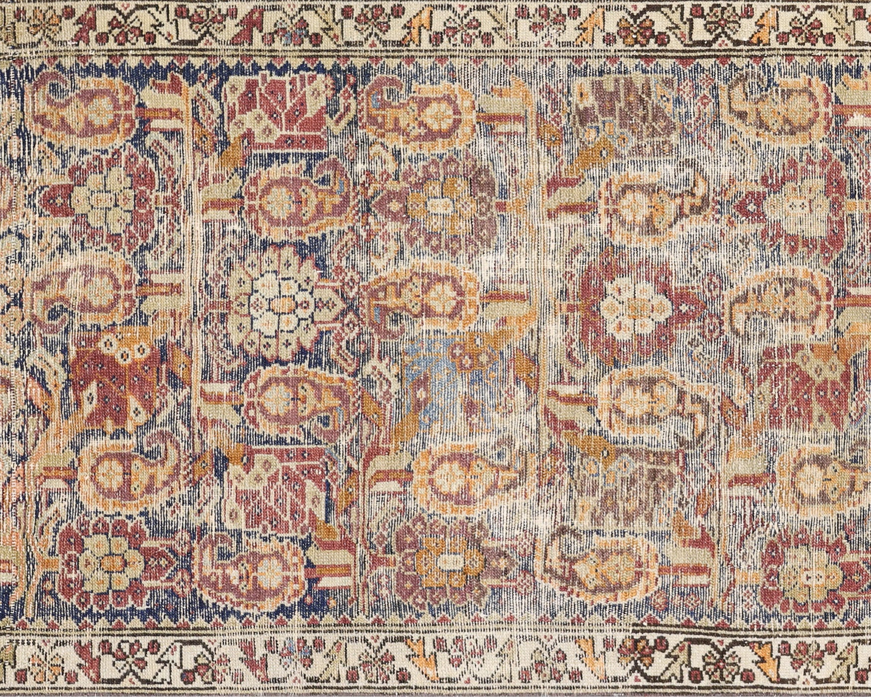 Antique Persian Melayer Rug in Blue,Gold tones and an All Over,Boteh pattern. Measuring 3 feet 0 inches x 12 feet 10 inches – SKU 220197