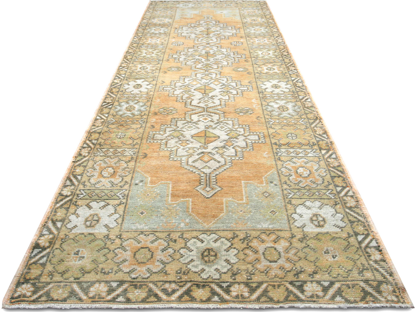 Vintage Turkish Oushak Runner - 3'4" x 10'7"