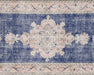 Vintage Turkish Oushak Rug in Blue,Pink tones and an Geometrical,Medallion pattern. Measuring 3 feet 0 inches x 12 feet 8 inches – SKU 230060