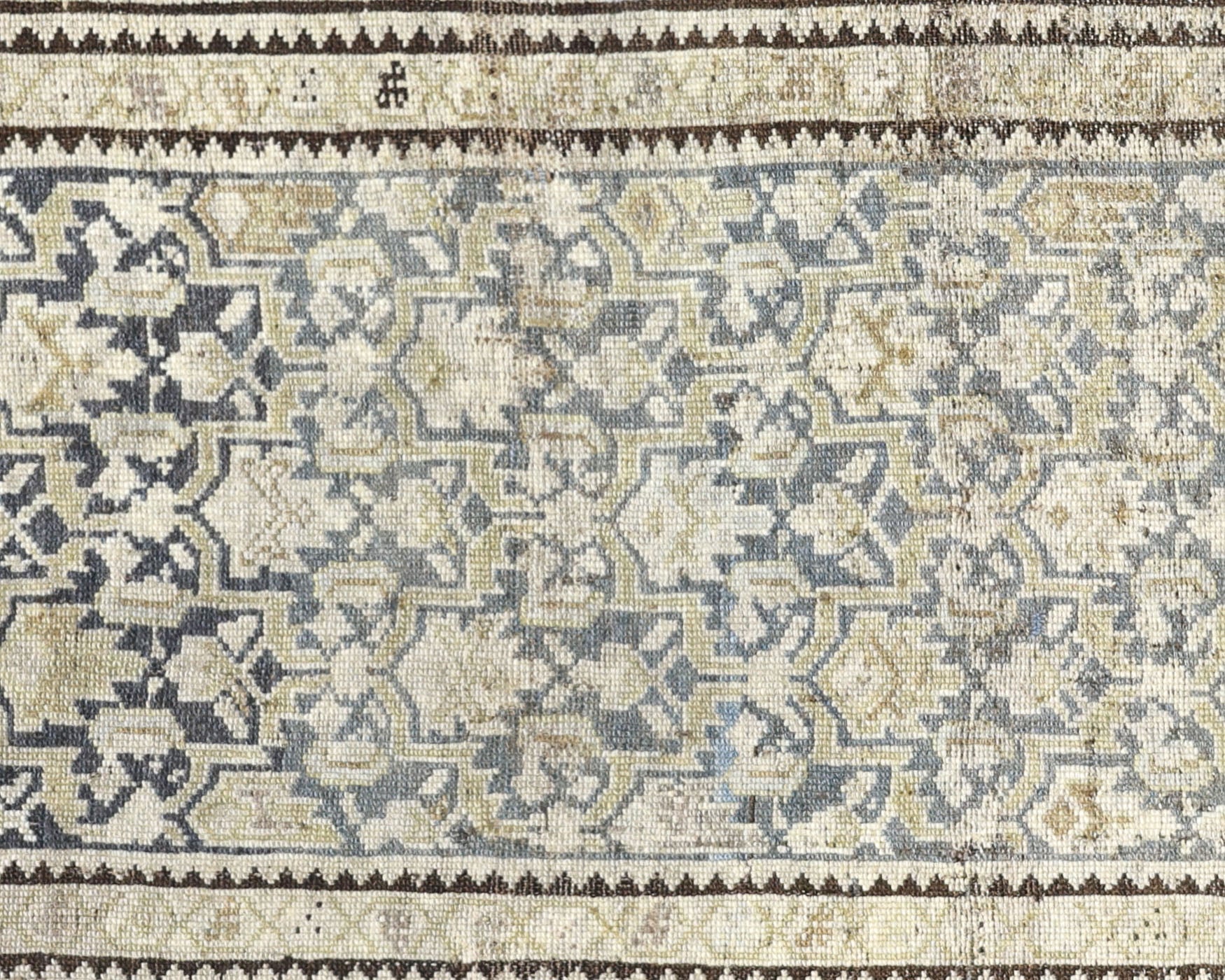 Antique Persian Melayer Rug in Blue,Brown tones and an All Over,Herati pattern. Measuring 2 feet 10 inches x 12 feet 1 inches – SKU 230312