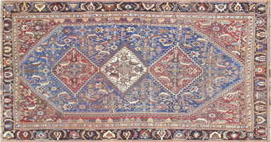 Semi Antique Persian Shiraz Rug - 4'4" x 8'5"