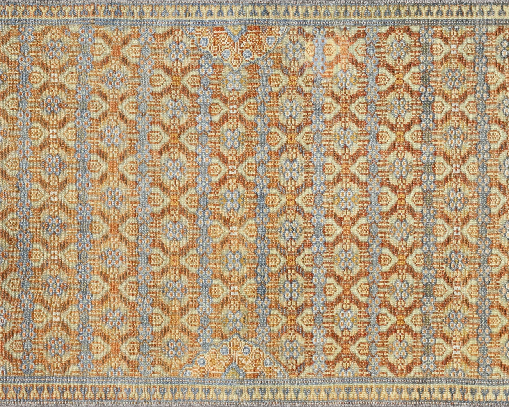 Semi Antique Persian Melayer Rug in Blue,Rust tones and an All Over,Herati pattern. Measuring 2 feet 4 inches x 14 feet 5 inches – SKU 230329