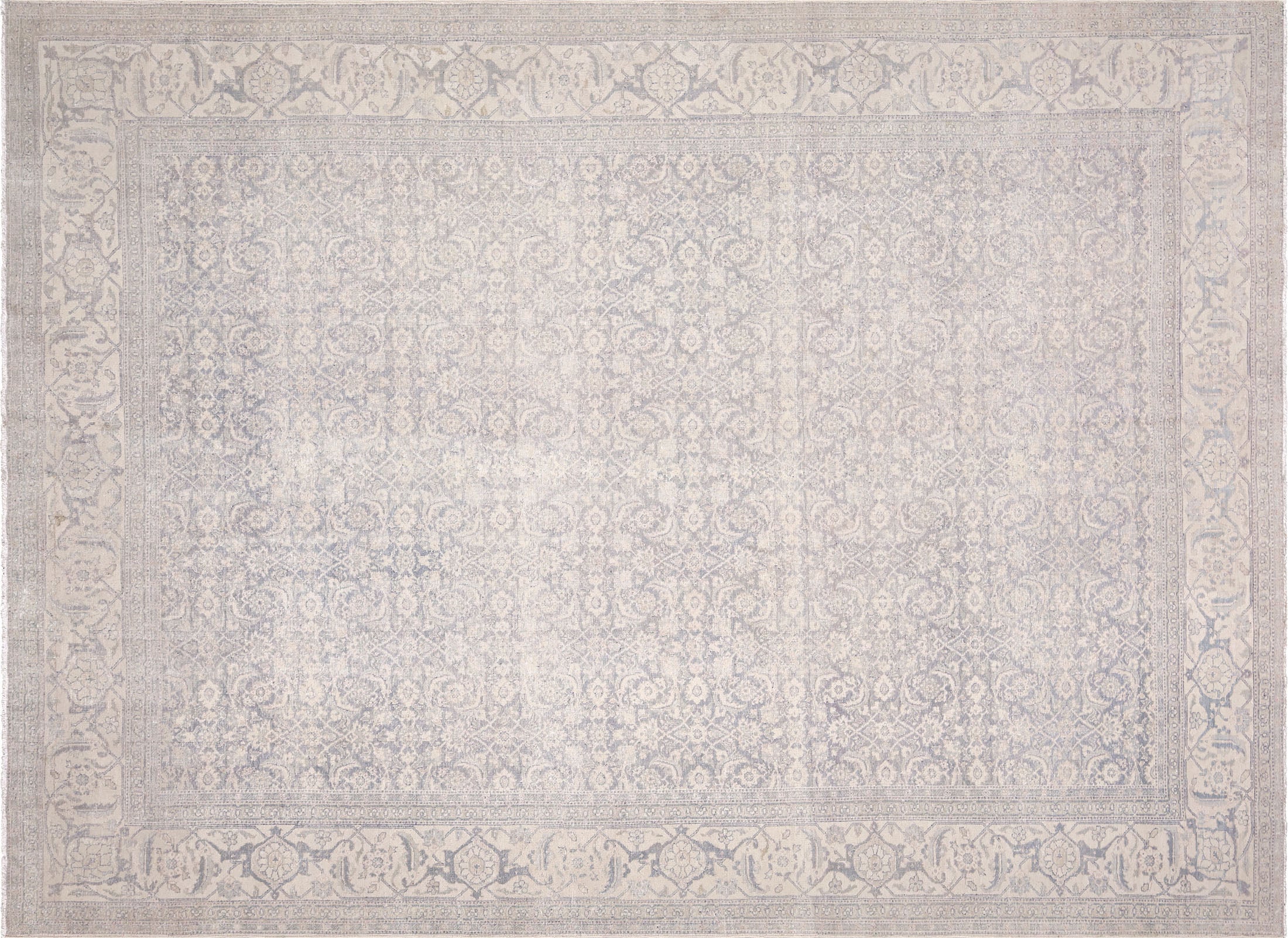 Semi Antique Persian Tabriz Rug in Blue,Fuchsia tones and an All Over,Herati pattern. Measuring 8 feet 0 inches x 10 feet 11 inches – SKU 230423