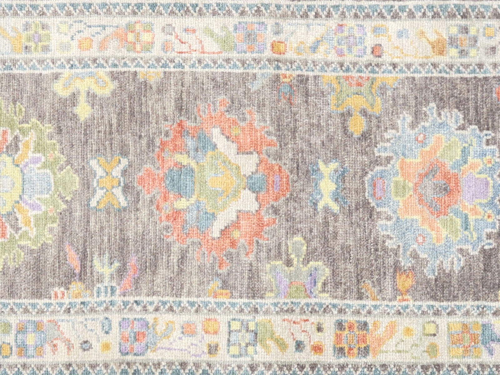 Vintage Turkish Oushak Rug in Brown tones and an All Over,Geometrical pattern. Measuring 3 feet 0 inches x 8 feet 11 inches – SKU 240008