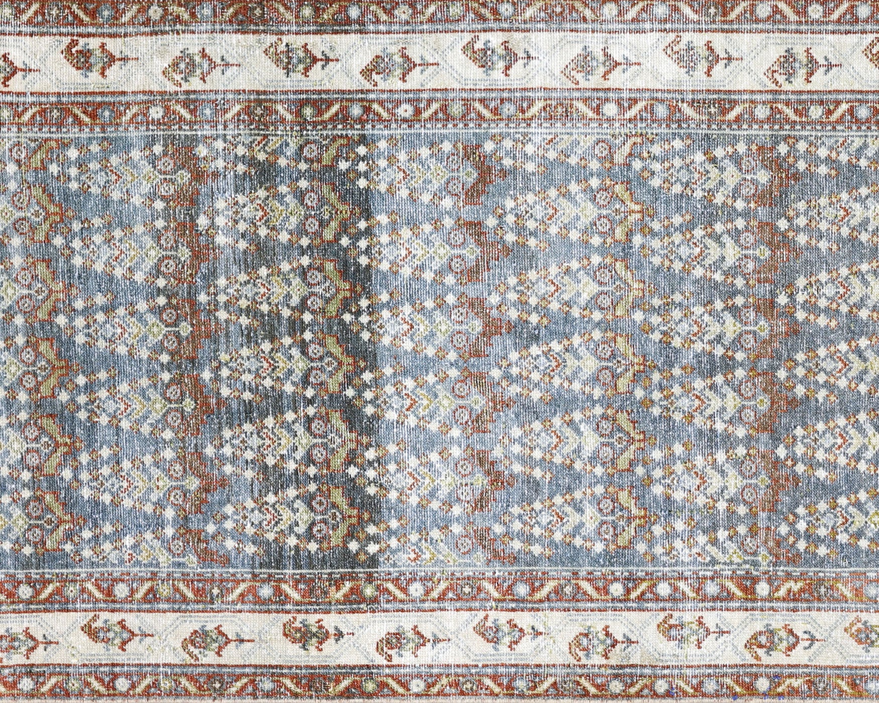 Semi Antique Persian Melayer Rug in Blue tones and an All Over pattern. Measuring 3 feet 4 inches x 16 feet 2 inches – SKU 240053