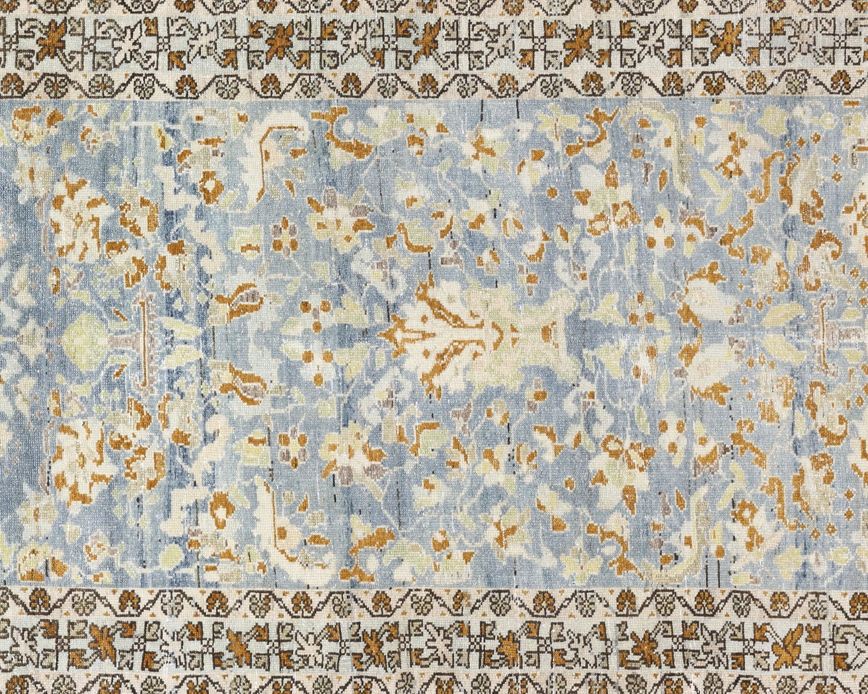 Semi Antique Persian Melayer Rug in Blue,Tan tones and an All Over pattern. Measuring 3 feet 6 inches x 11 feet 6 inches – SKU 240106