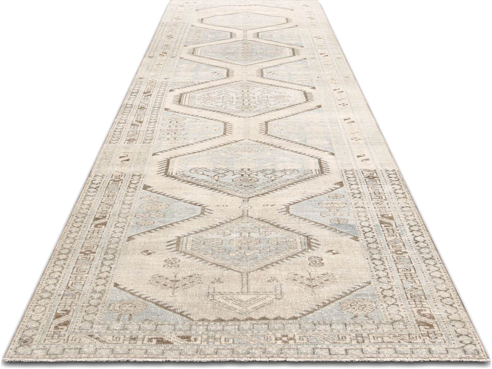 Semi Antique Persian Heriz Runner - 3'5" x 14'7"