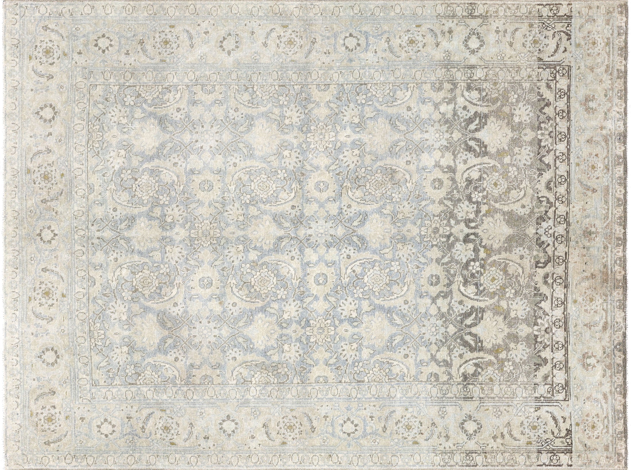 Semi Antique Persian Tabriz Rug in Blue,Beige tones and an Herati,All Over pattern. Measuring 4 feet 6 inches x 6 feet 0 inches – SKU 240155