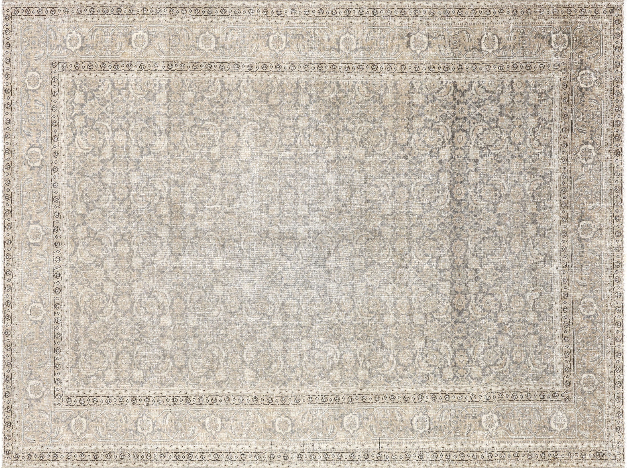 Semi Antique Persian Tabriz Rug in Blue,Beige tones and an Herati,All Over pattern. Measuring 7 feet 1 inches x 9 feet 6 inches – SKU 240157