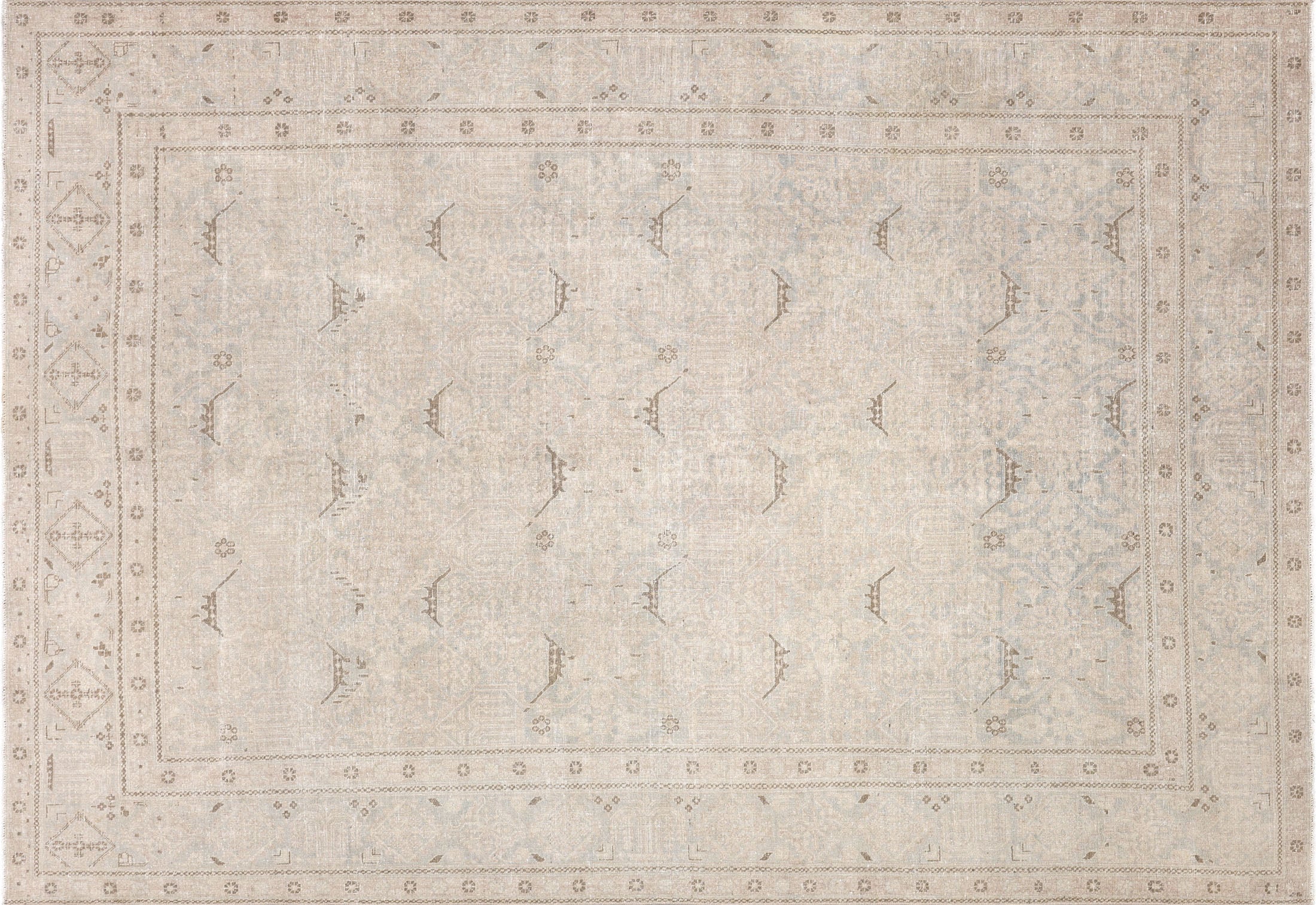 Semi Antique Persian Tabriz Rug in Blue tones and an All Over pattern. Measuring 7 feet 4 inches x 10 feet 6 inches – SKU 240161