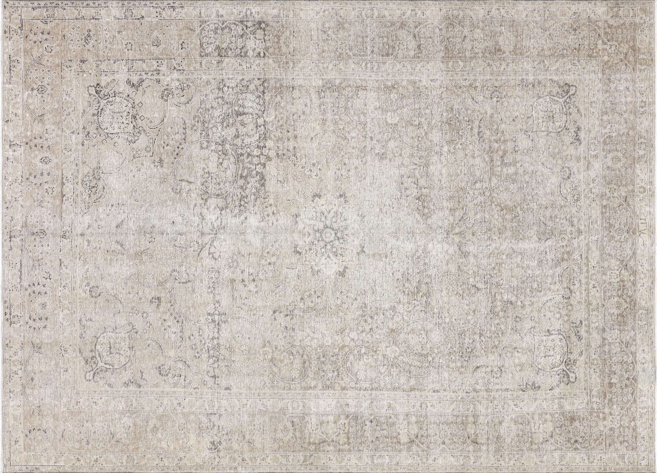 Antique Persian Tabriz Rug in Taupe tones and an Medallion,All Over pattern. Measuring 9 feet 9 inches x 13 feet 5 inches – SKU 240167