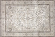 Semi Antique Persian Tabriz Rug in Ivory tones and an Medallion,All Over pattern. Measuring 8 feet 8 inches x 12 feet 8 inches – SKU 240171