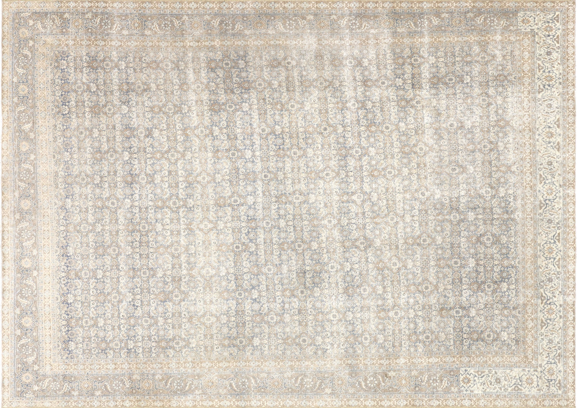 Semi Antique Persian Tabriz Rug in Taupe tones and an Herati,All Over pattern. Measuring 8 feet 1 inches x 11 feet 5 inches – SKU 240174