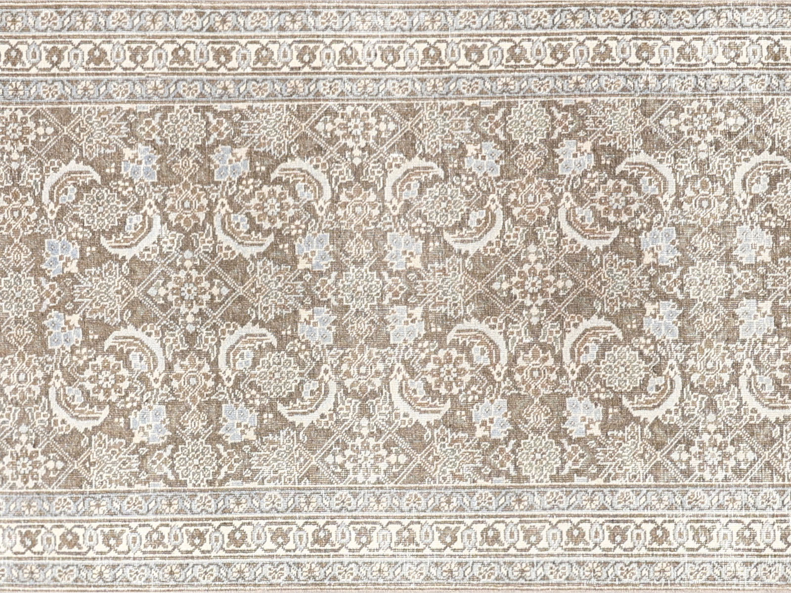 Semi Antique Persian Tabriz Rug in Brown tones and an Herati,All Over pattern. Measuring 3 feet 2 inches x 13 feet 10 inches – SKU 240187