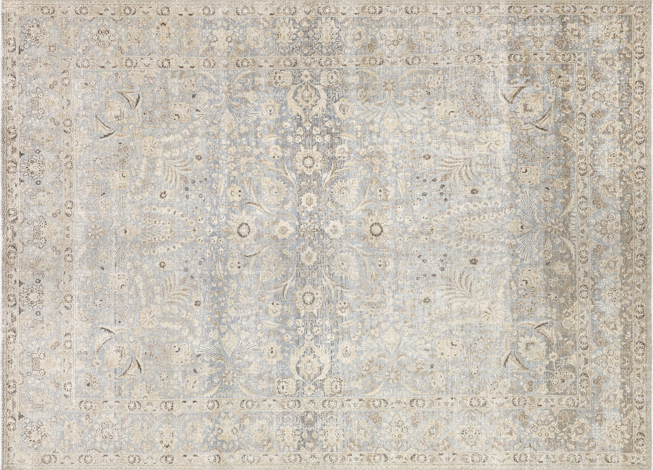 Semi Antique Persian Tabriz Rug in Blue tones and an All Over pattern. Measuring 9 feet 0 inches x 12 feet 5 inches – SKU 240188