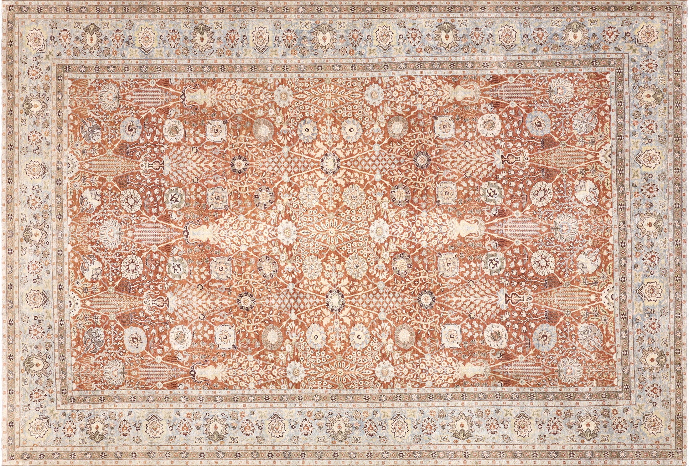 Semi Antique Persian Tabriz Rug - 9'10" x 14'7" - 240205