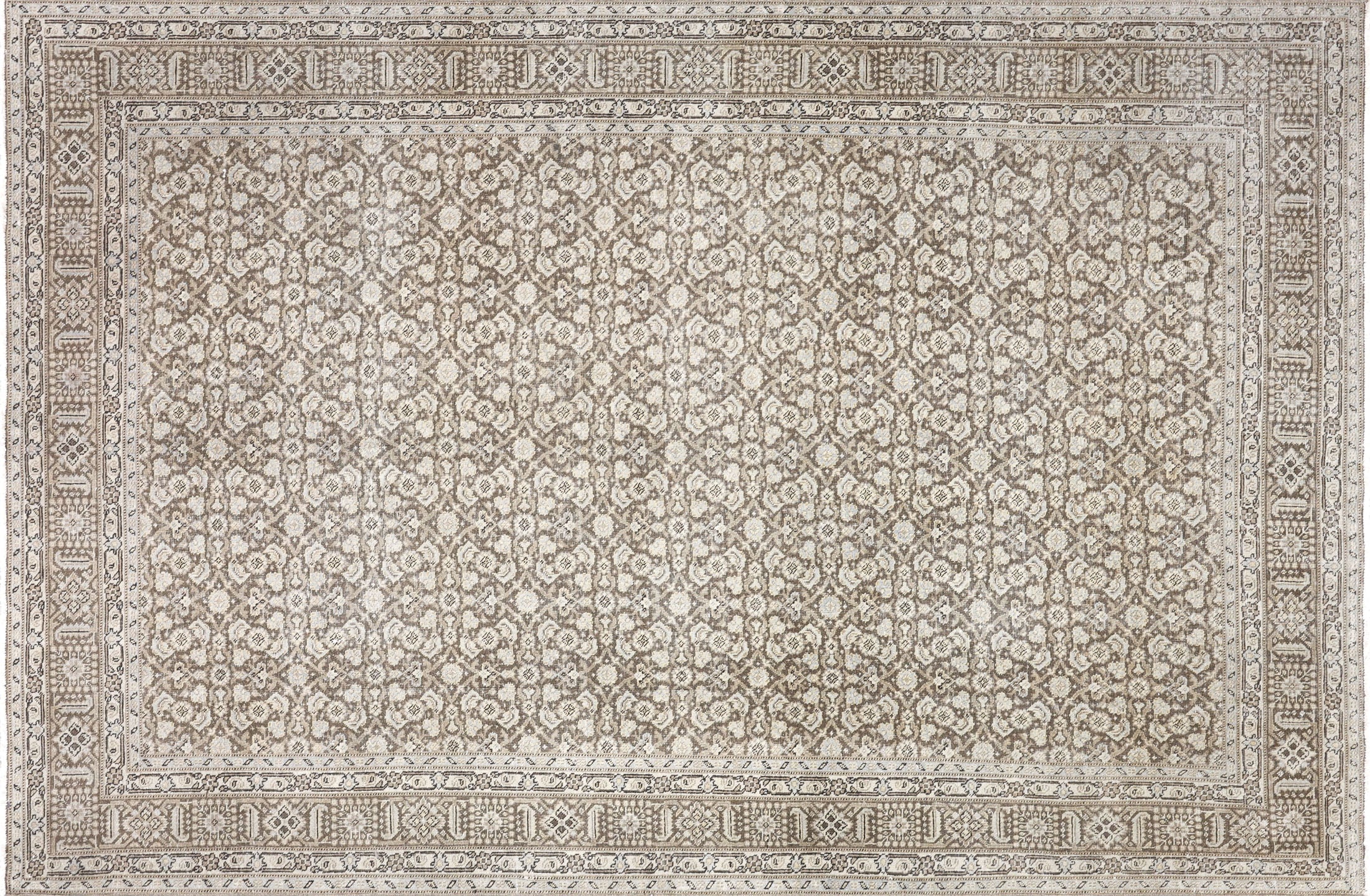 Semi Antique Persian Tabriz Rug in Brown tones and an Herati,All Over pattern. Measuring 6 feet 4 inches x 9 feet 6 inches – SKU 240210