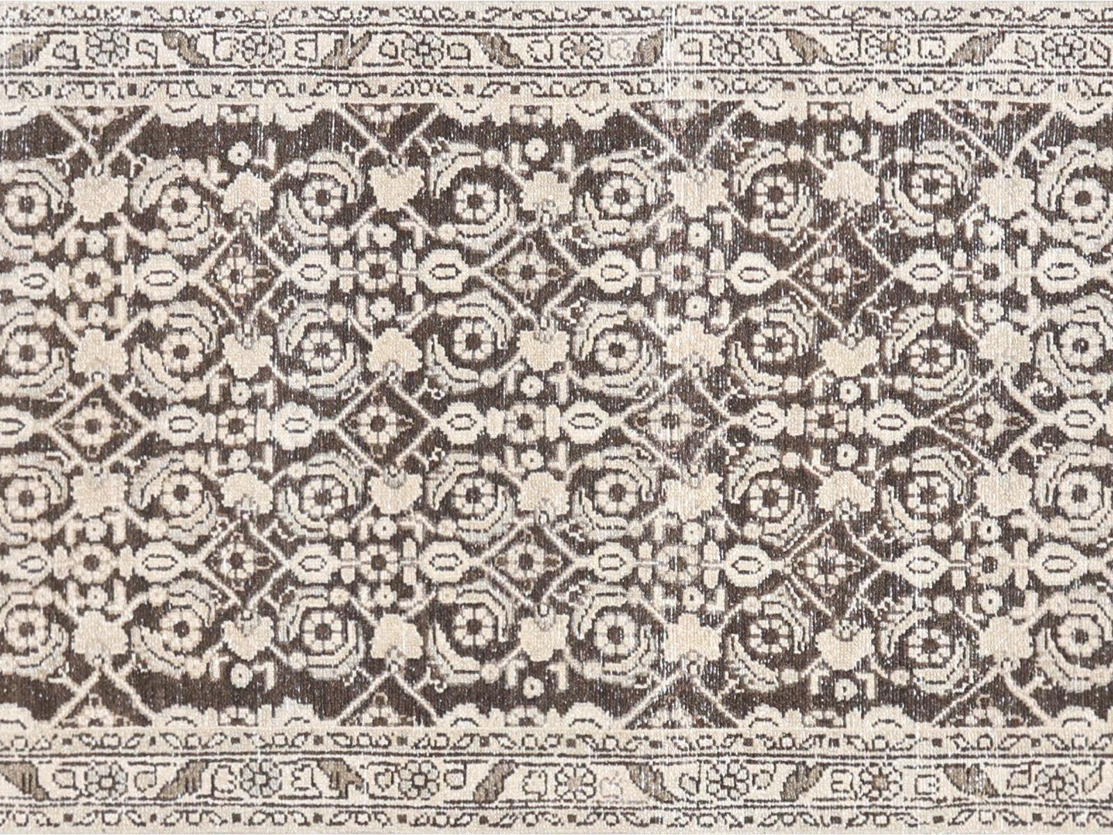 Semi Antique Persian Melayer Rug in Brown tones and an Herati,All Over pattern. Measuring 2 feet 11 inches x 15 feet 1 inches – SKU 240252