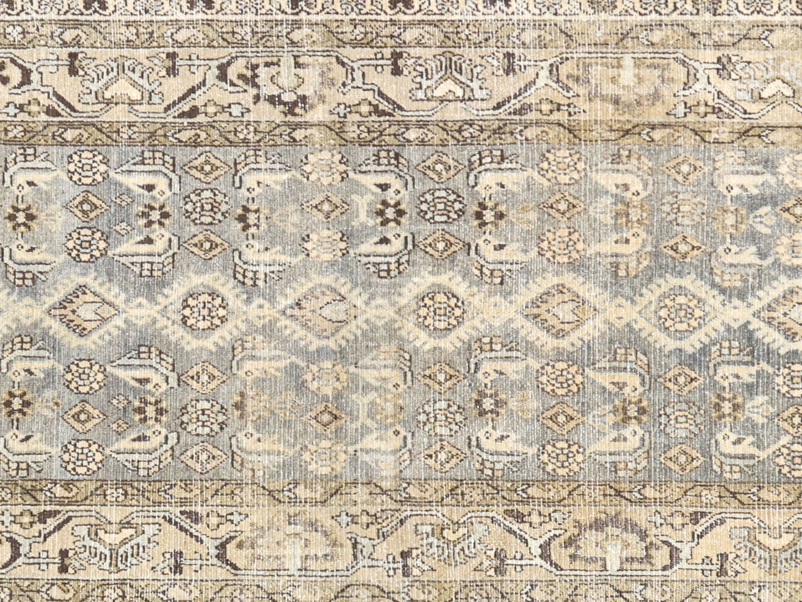 Semi Antique Persian Melayer Rug in Grey,Taupe tones and an Herati,All Over pattern. Measuring 3 feet 5 inches x 13 feet 5 inches – SKU 240254