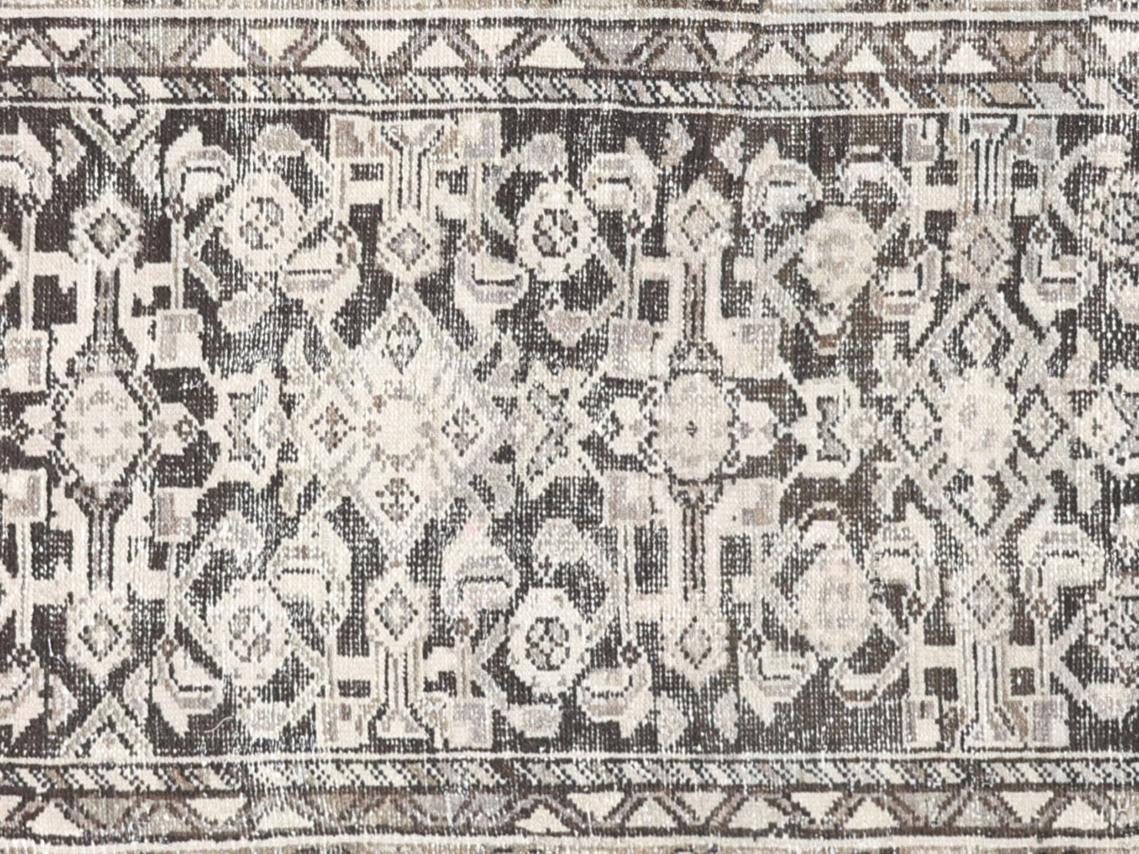Semi Antique Persian Melayer Rug in Black,Taupe tones and an Herati,All Over pattern. Measuring 2 feet 10 inches x 9 feet 9 inches – SKU 240256