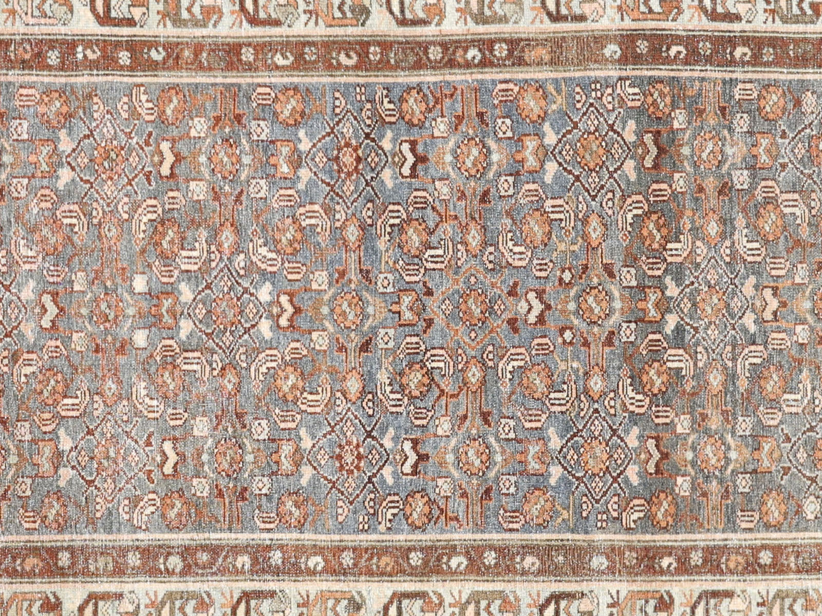 Semi Antique Persian Melayer Rug in Blue tones and an Herati,All Over pattern. Measuring 3 feet 3 inches x 12 feet 9 inches – SKU 240270