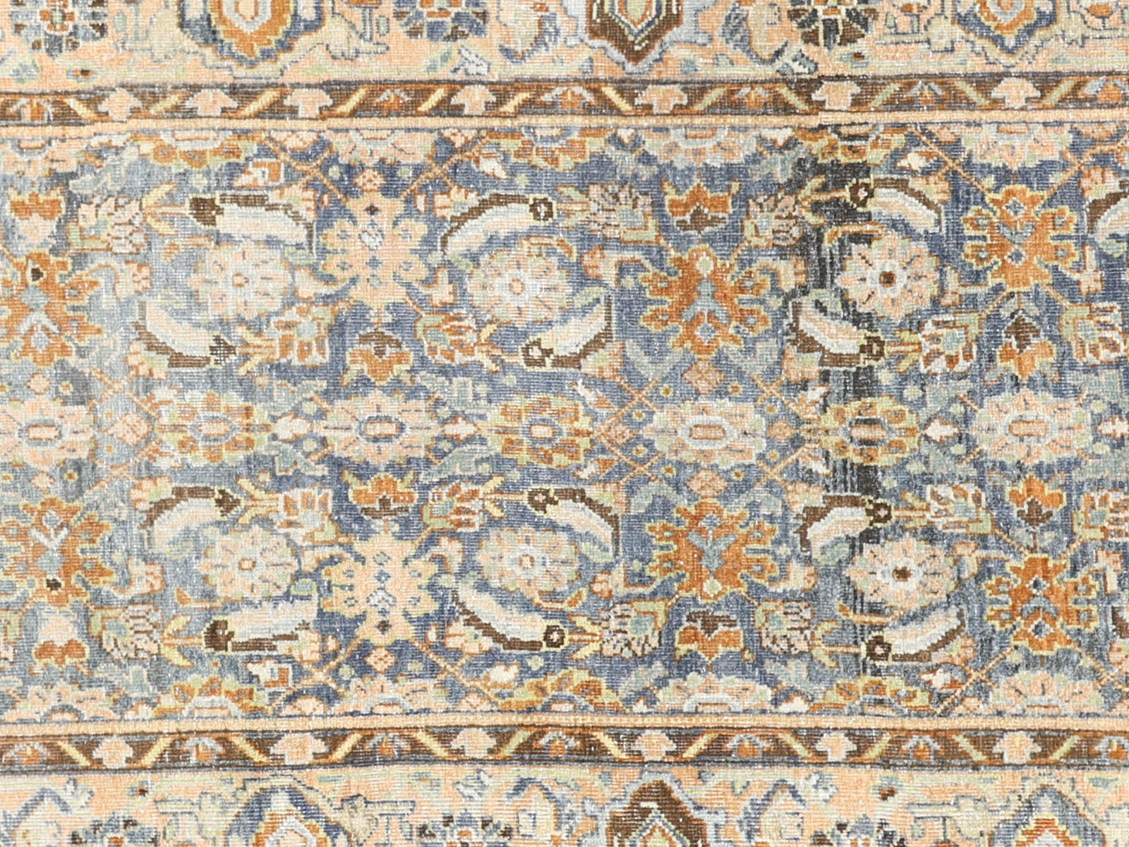 Semi Antique Persian Bidjar Rug in Blue tones and an Herati,All Over pattern. Measuring 3 feet 8 inches x 13 feet 3 inches – SKU 240273