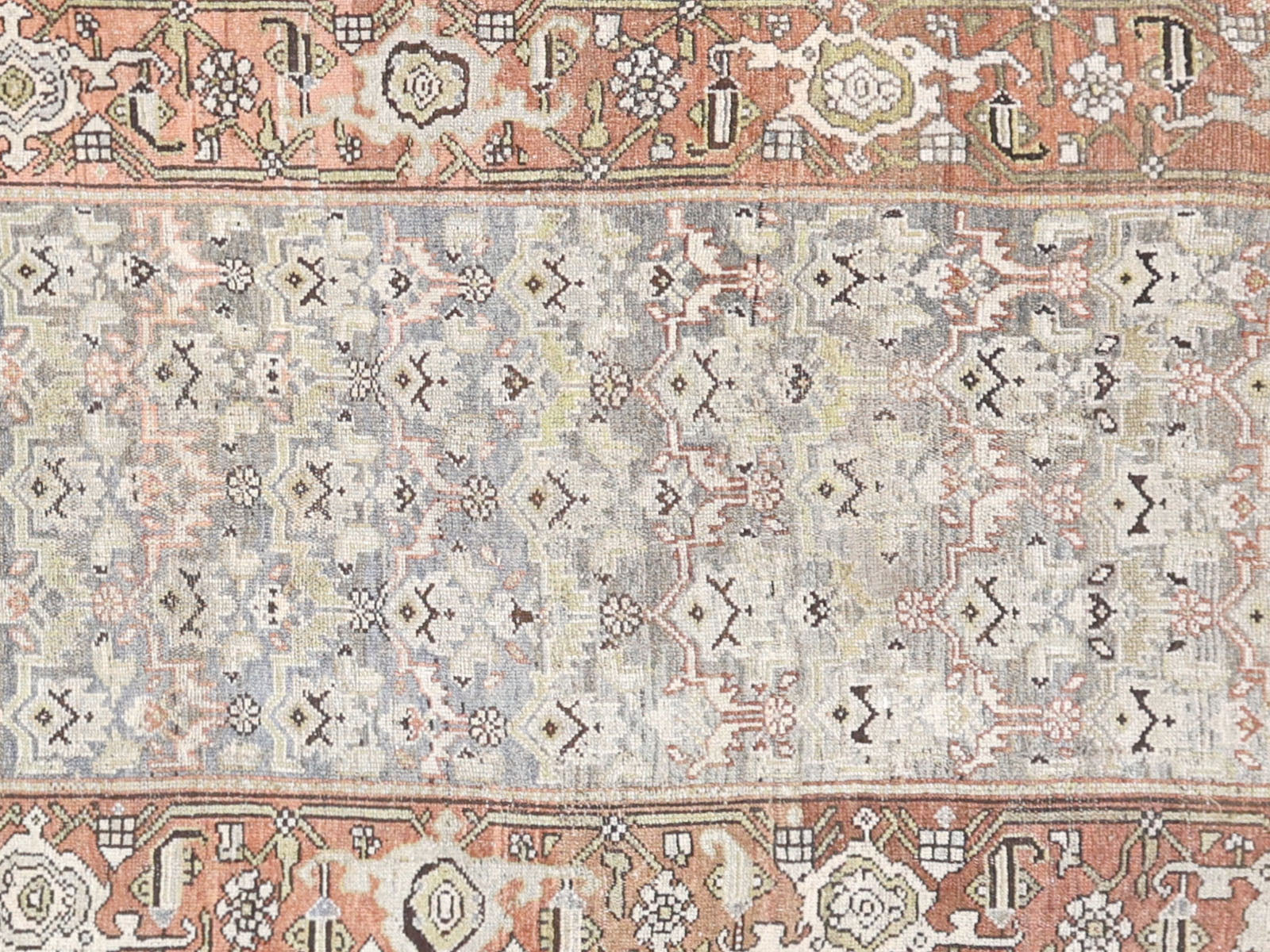Antique Persian Melayer Rug in Blue tones and an Herati,All Over pattern. Measuring 3 feet 6 inches x 14 feet 2 inches – SKU 240289