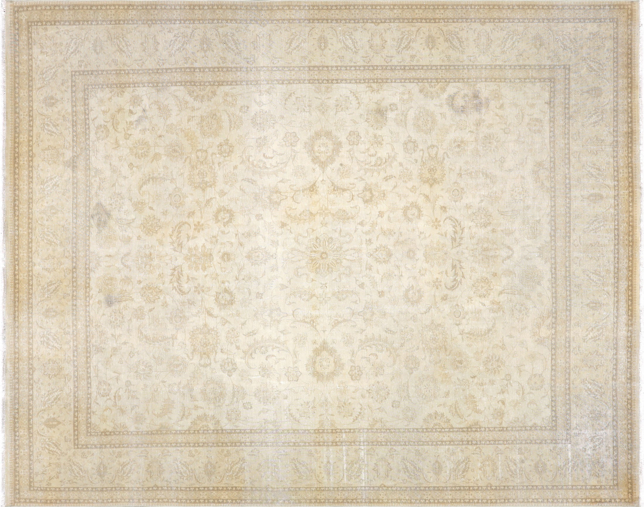 Vintage Persian Tabriz Rug in Beige,Taupe tones and an All Over pattern. Measuring 7 feet 11 inches x 10 feet 0 inches – SKU 240294