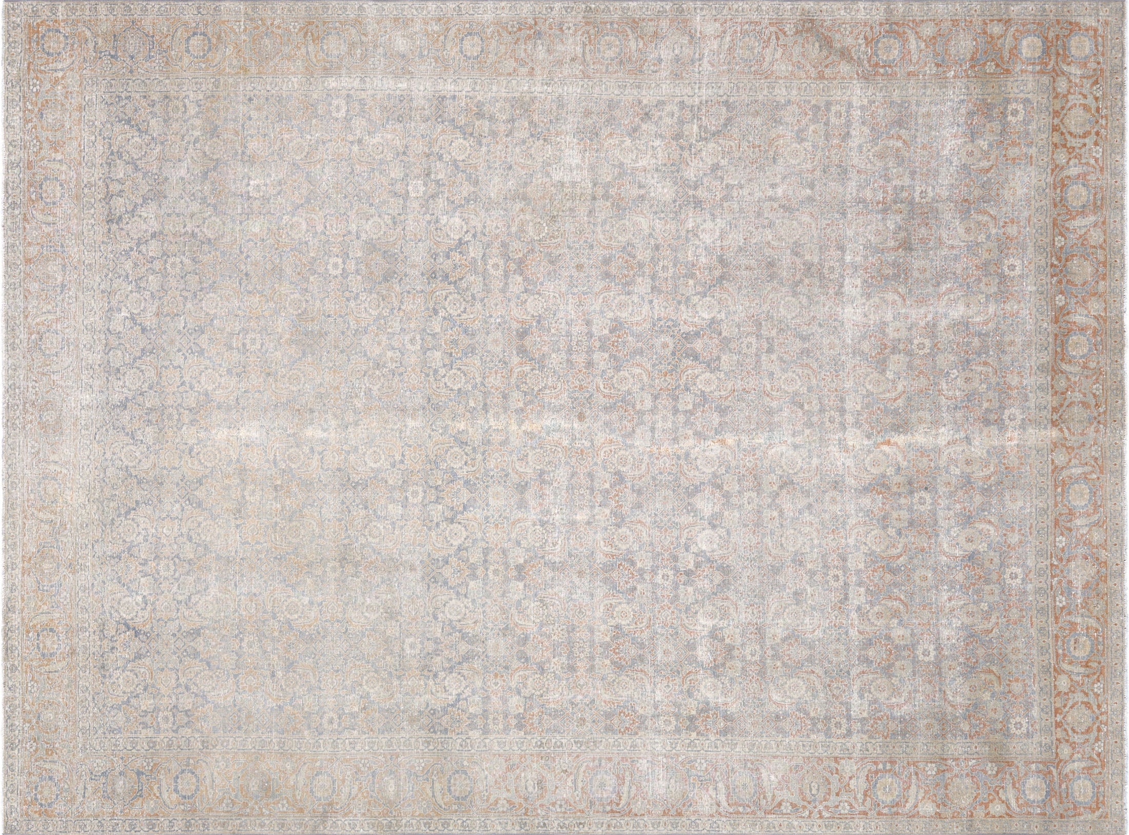 Semi Antique Persian Tabriz Rug in Blue tones and an Herati,All Over pattern. Measuring 8 feet 5 inches x 11 feet 4 inches – SKU 240299