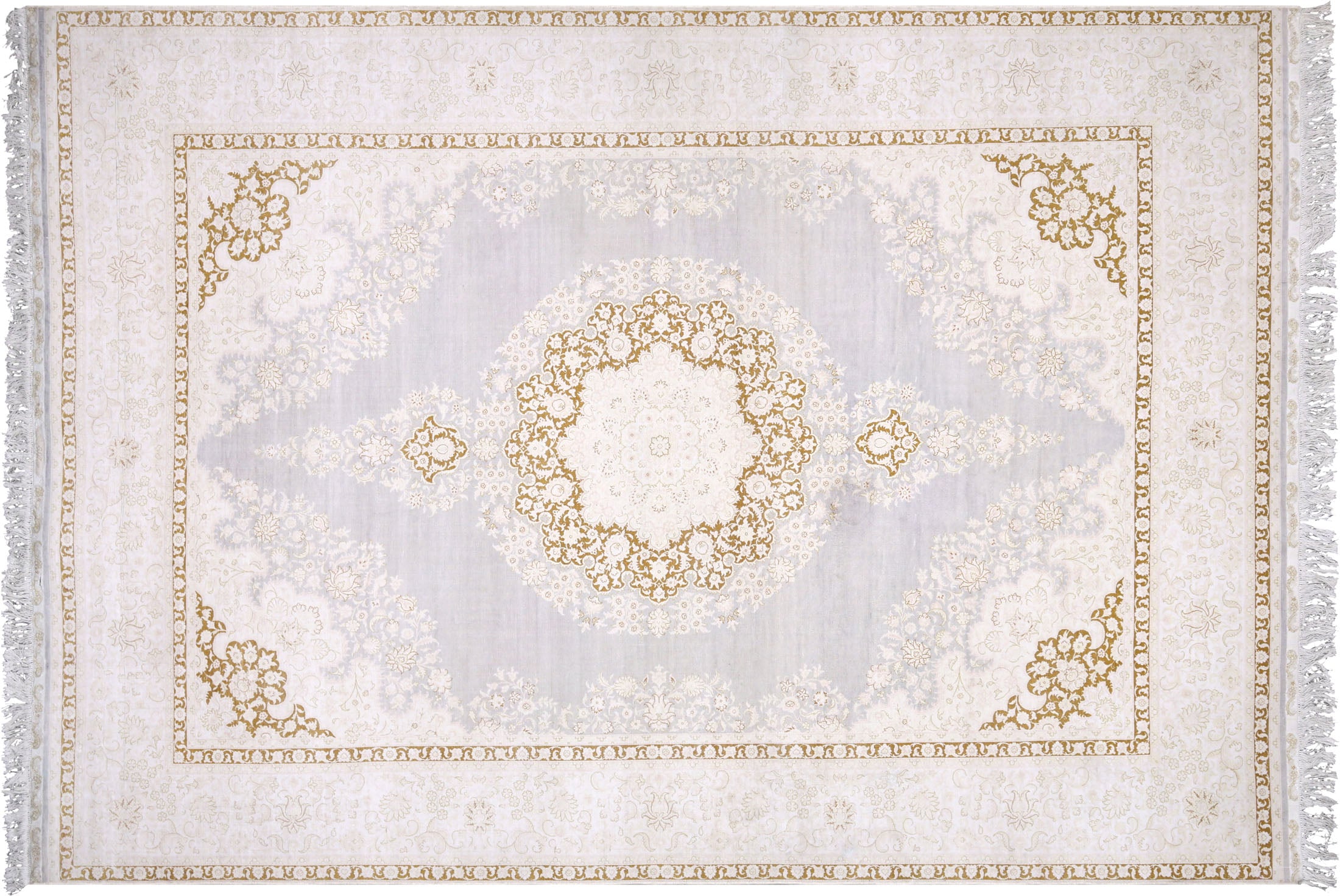 Semi Antique Persian Silk Tabriz - 7'0" x 10'0" - 240360