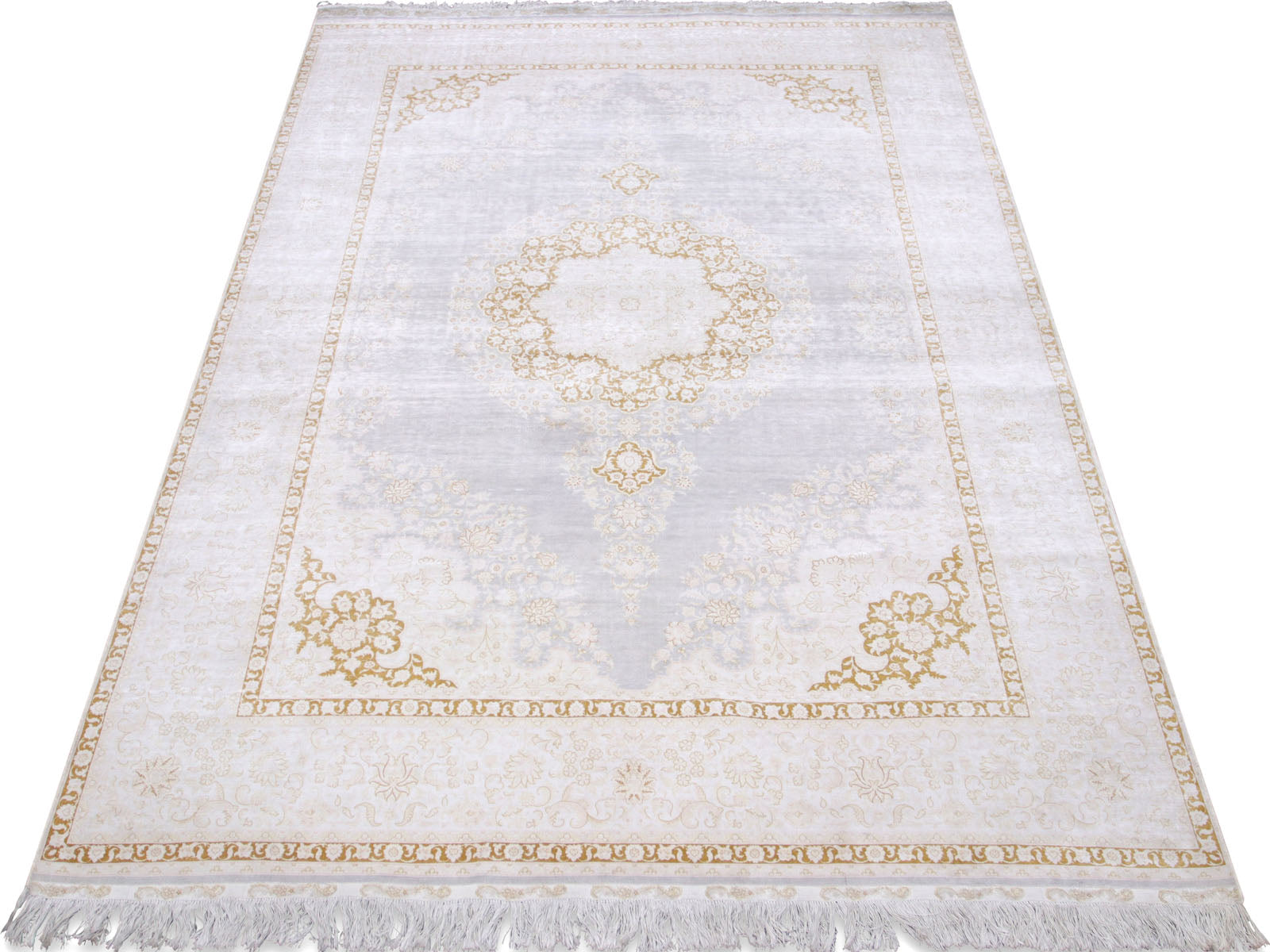 Semi Antique Persian Silk Tabriz - 7'0" x 10'0" - 240360