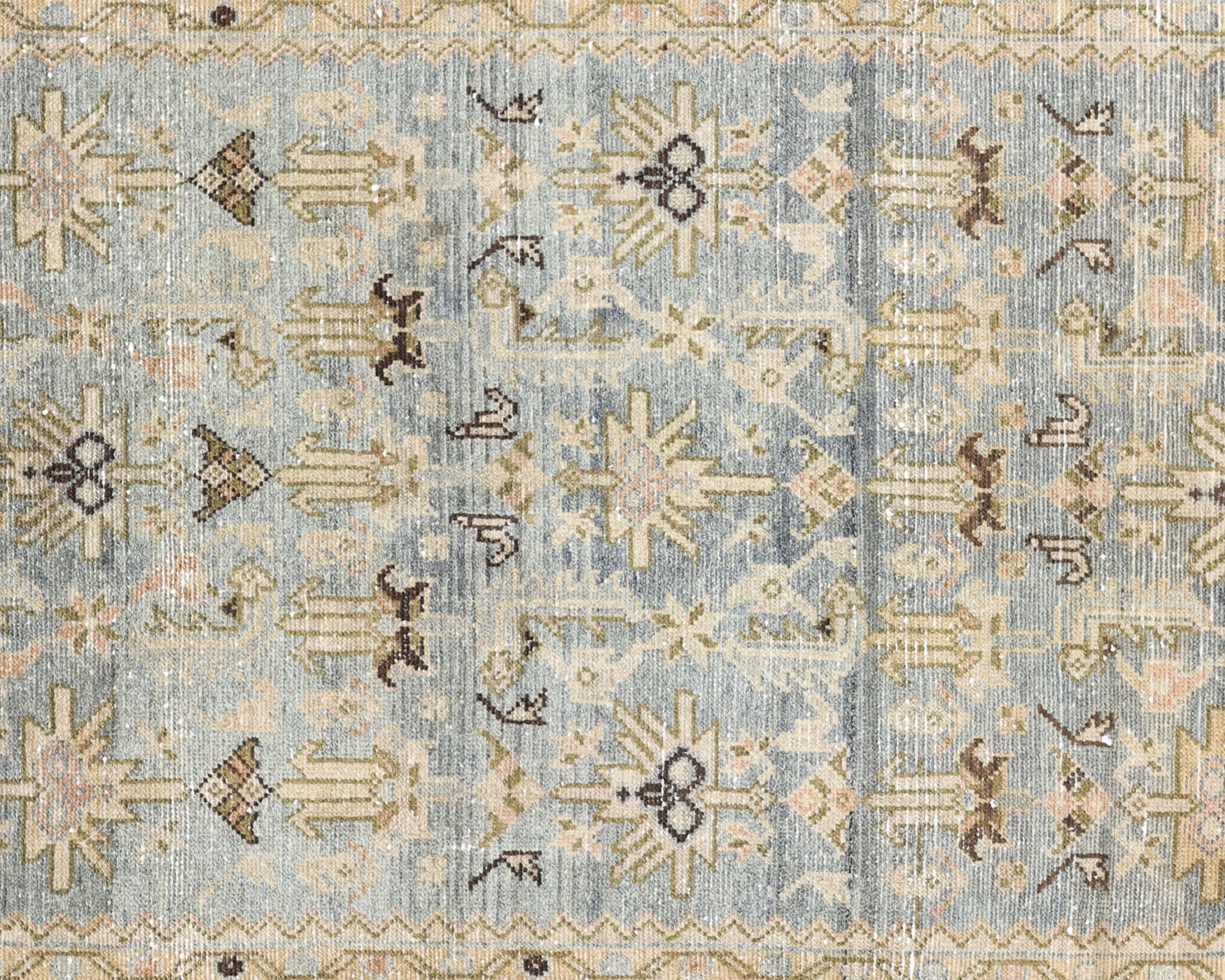 Semi Antique Persian Melayer Rug in Blue tones and an All Over,Herati pattern. Measuring 3 feet 8 inches x 10 feet 8 inches – SKU 240396