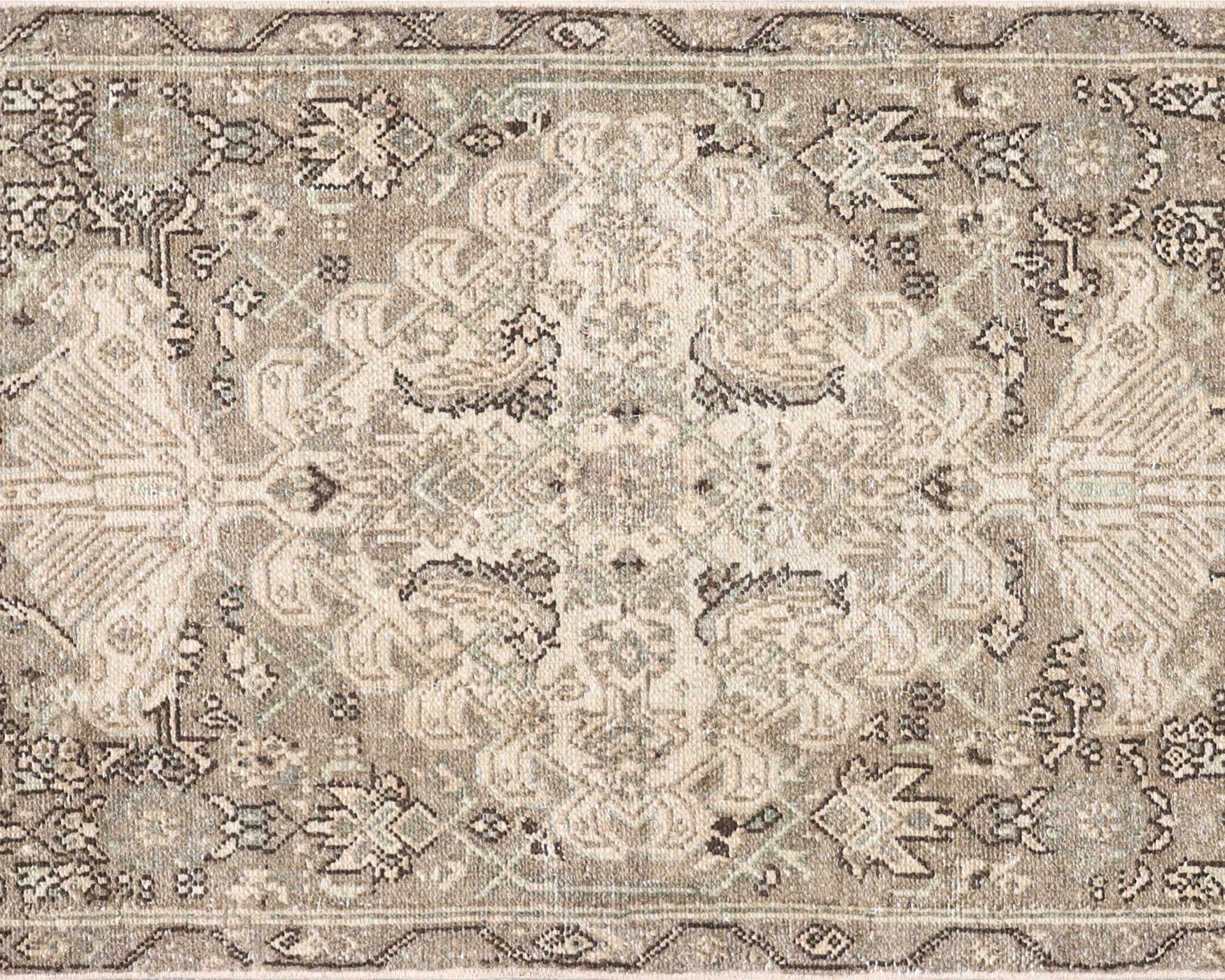 Semi Antique Persian Melayer Rug in Taupe,Beige tones and an Medallion pattern. Measuring 2 feet 6 inches x 10 feet 2 inches – SKU 240403