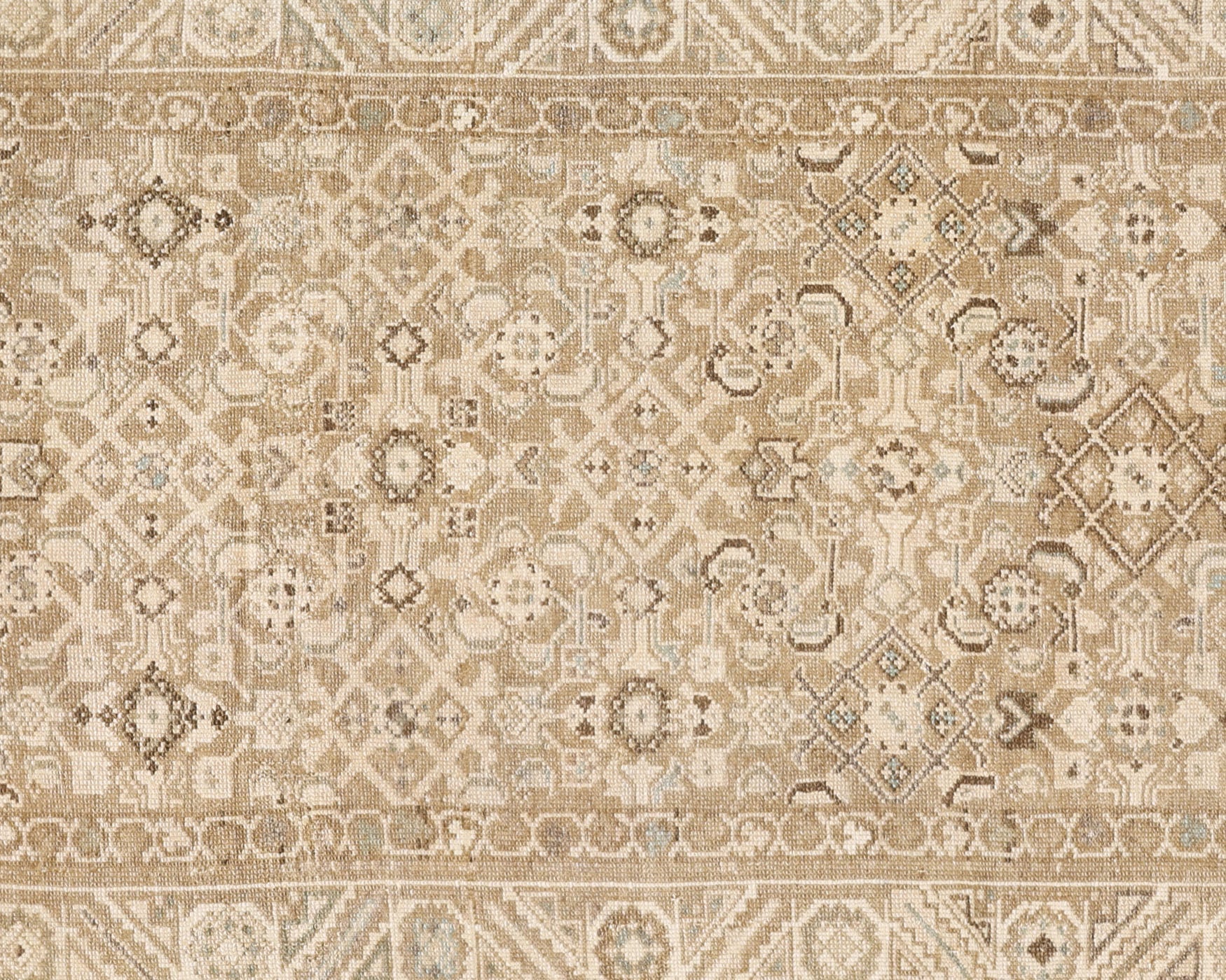 Semi Antique Persian Melayer Rug in Beige,Mocha tones and an All Over,Herati pattern. Measuring 3 feet 1 inches x 12 feet 8 inches – SKU 240406