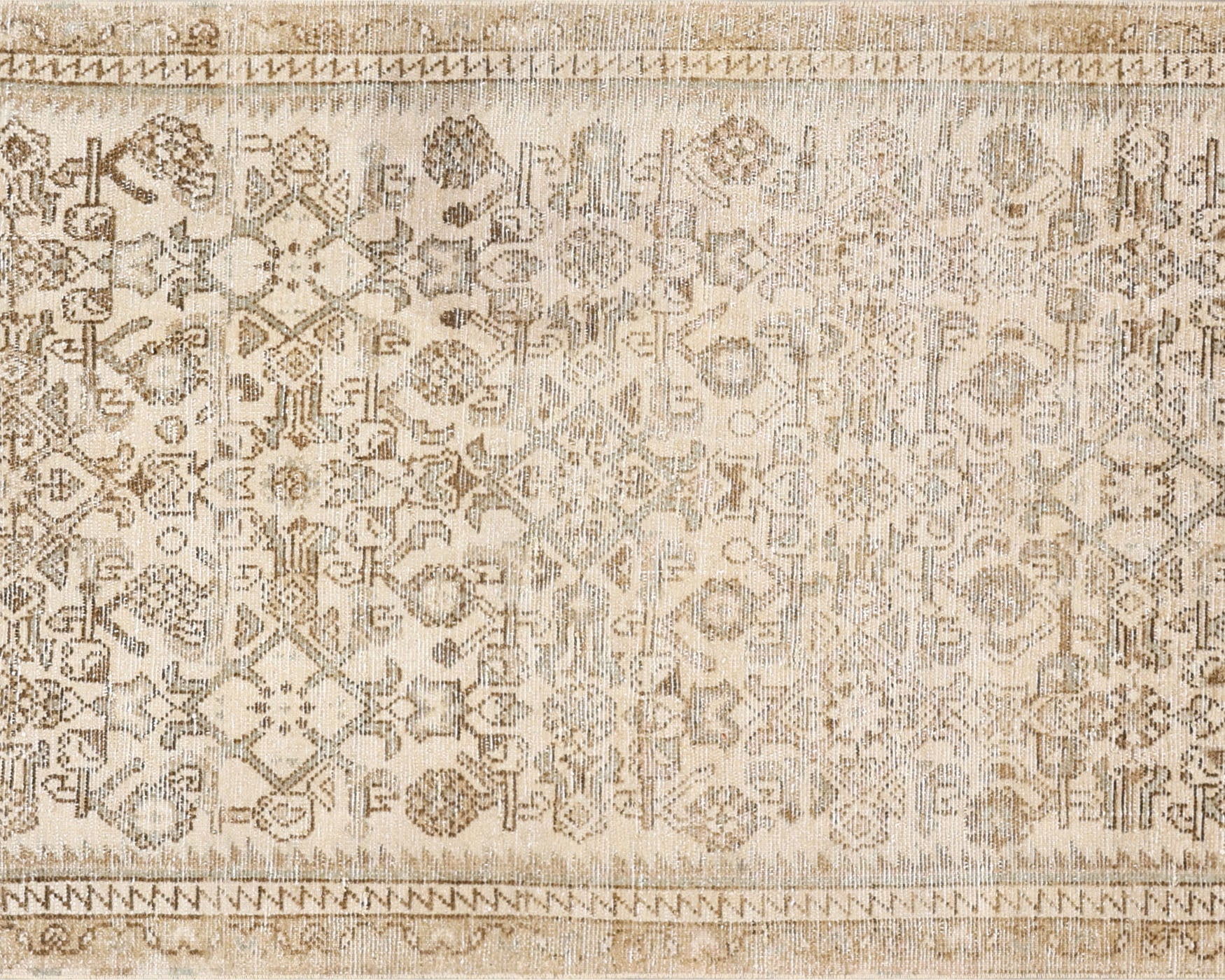 Semi Antique Persian Melayer Rug in Beige tones and an All Over,Herati pattern. Measuring 2 feet 9 inches x 8 feet 7 inches – SKU 240407