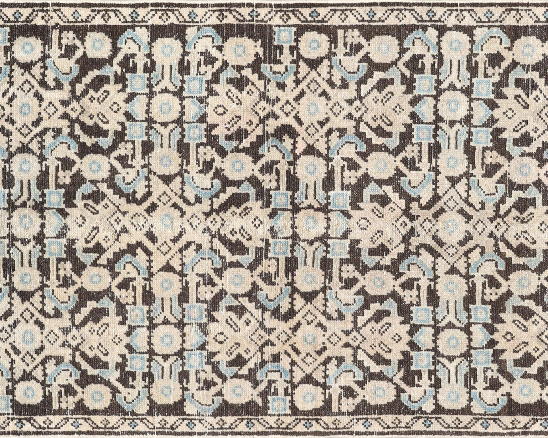 Semi Antique Persian Melayer Rug in Brown tones and an All Over,Herati pattern. Measuring 2 feet 7 inches x 12 feet 5 inches – SKU 240411