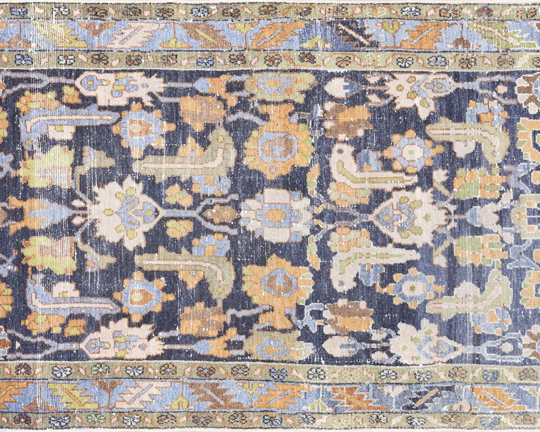 Antique Persian Melayer Rug in Blue tones and an All Over,Herati pattern. Measuring 3 feet 3 inches x 16 feet 9 inches – SKU 240414