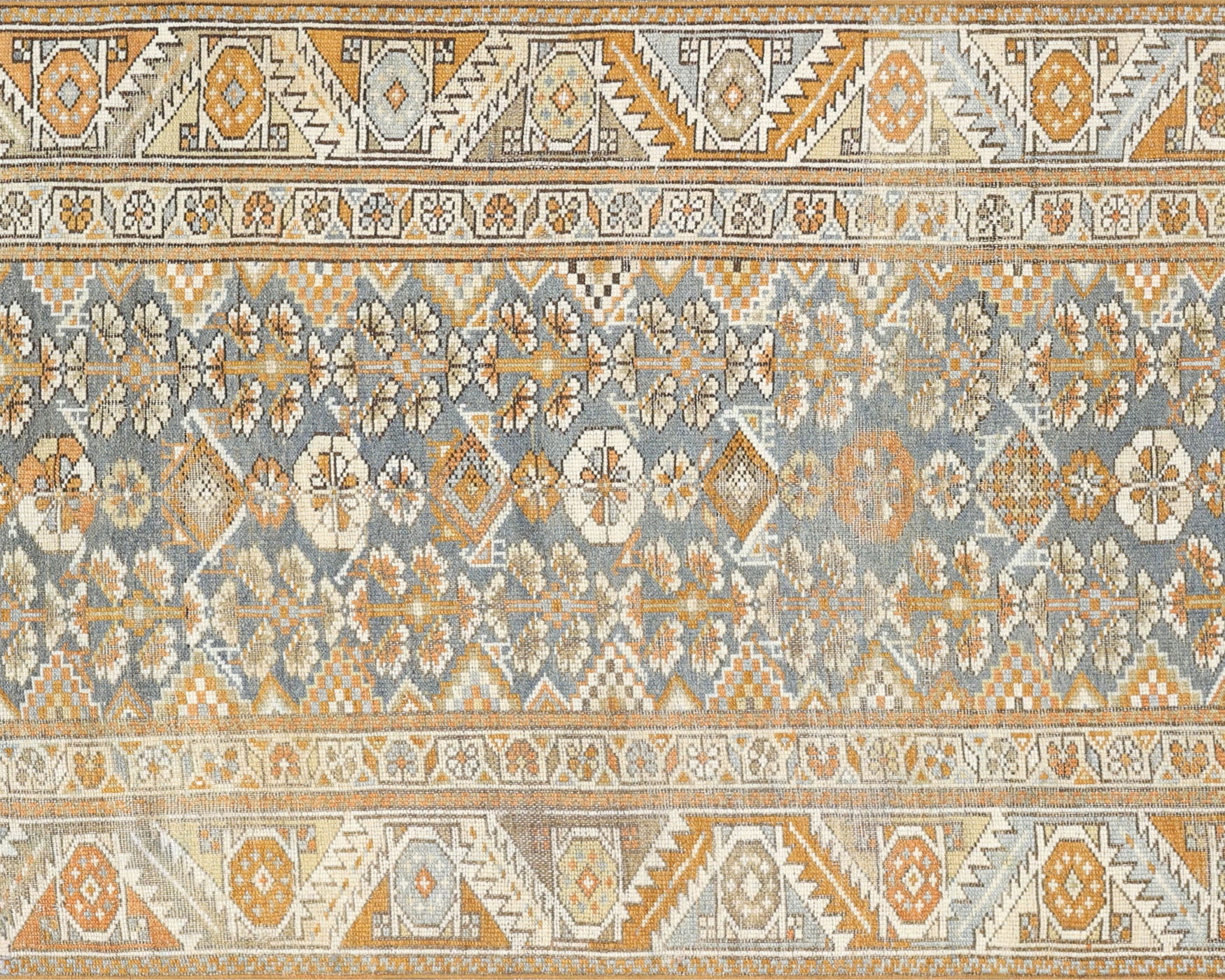 Antique Persian Melayer Rug in Blue,Ivory tones and an All Over pattern. Measuring 3 feet 4 inches x 10 feet 1 inches – SKU 240416