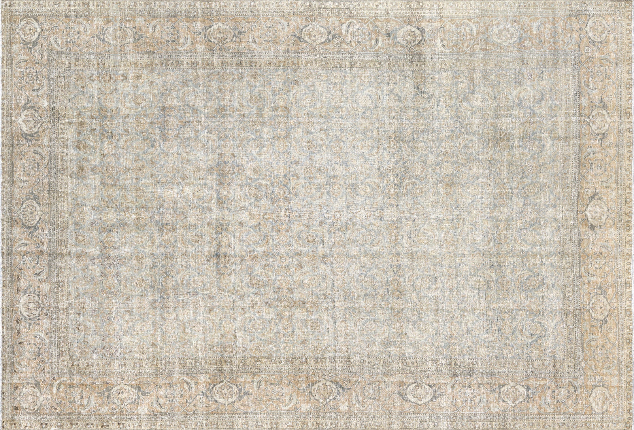 Semi Antique Persian Tabriz Rug in Blue tones and an All Over,Herati pattern. Measuring 6 feet 11 inches x 10 feet 3 inches – SKU 240489