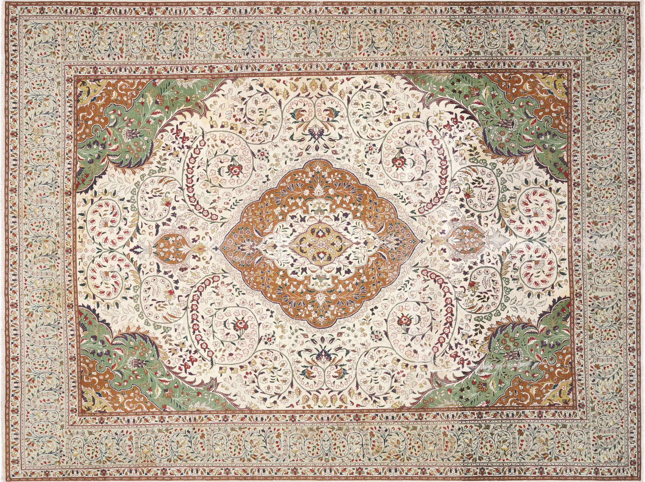 Semi Antique Persian Tabriz Rug - 9'11" x 12'9" - 260012