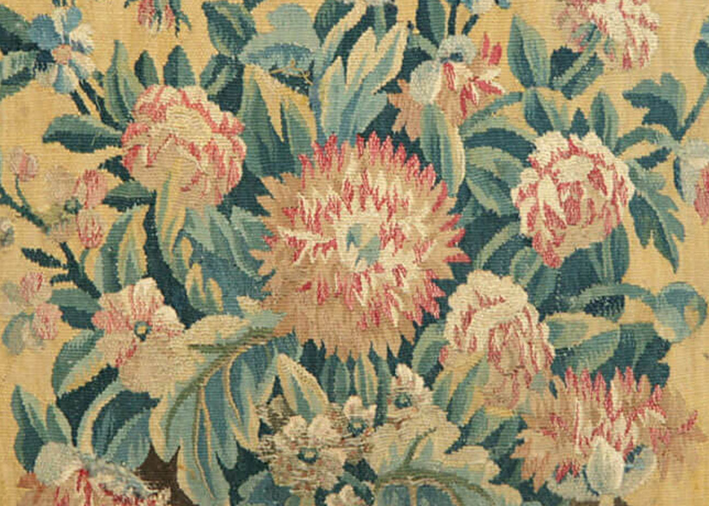 Antique French Aubusson Pillow - 23" x 23" - 991342