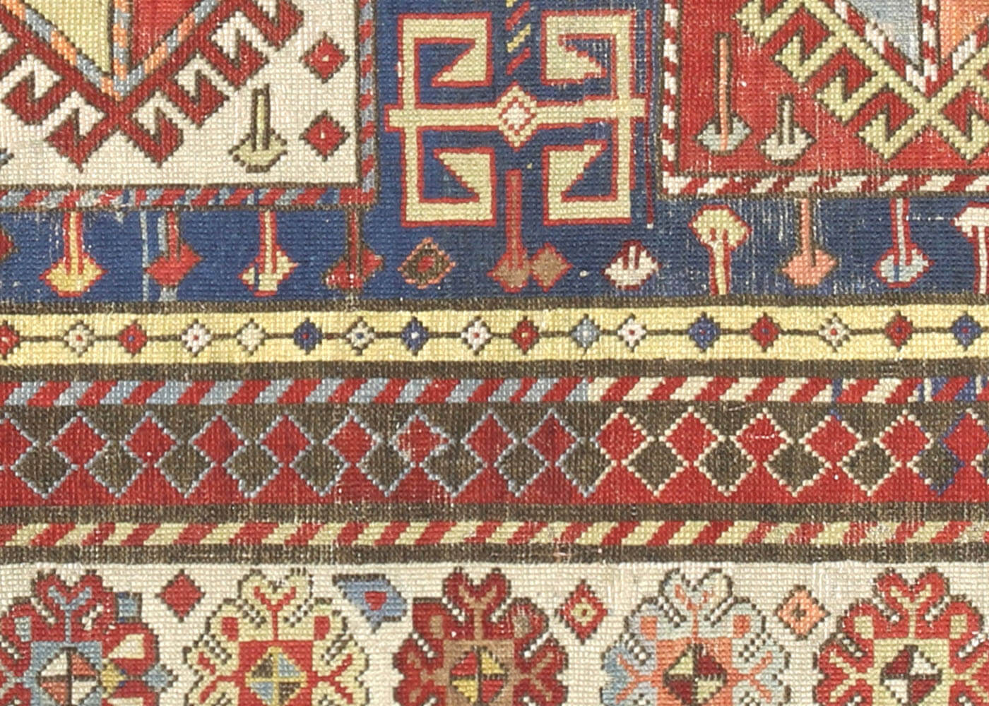 Antique Caucasian Kuba Rug - 3'6" x 7'6"
