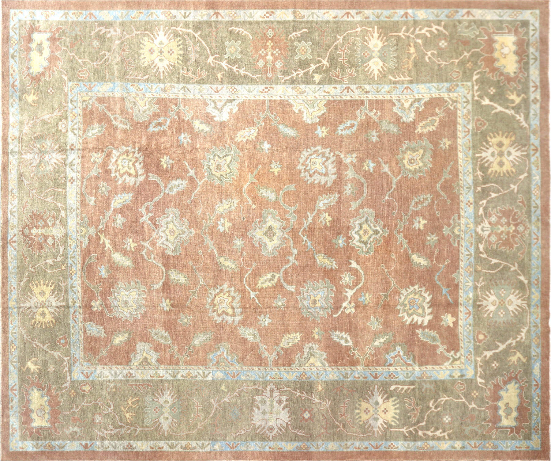 Recently Woven Turkish Oushak Carpet - 12'1" x 14'3"