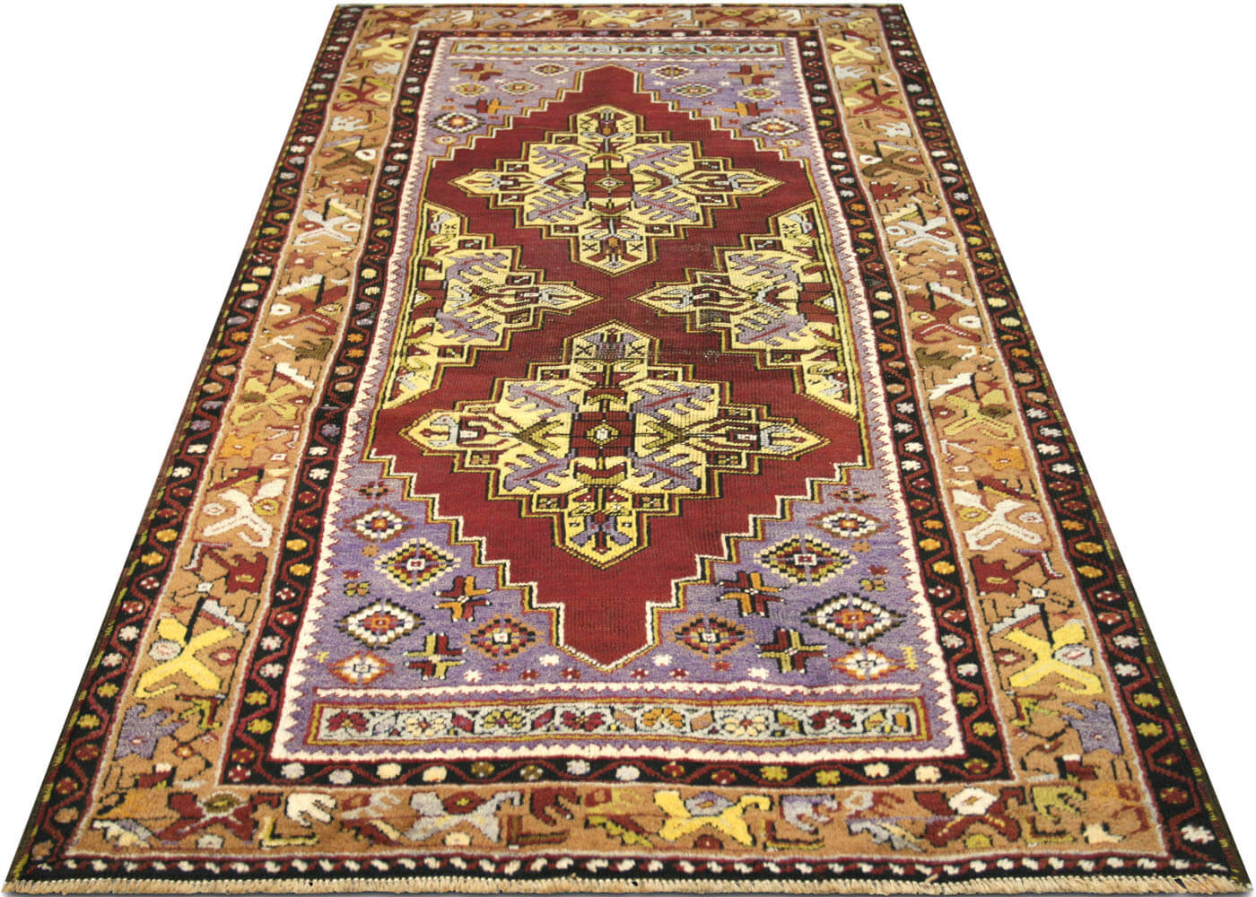 Vintage Turkish Oushak Rug - 3'7" x 7'