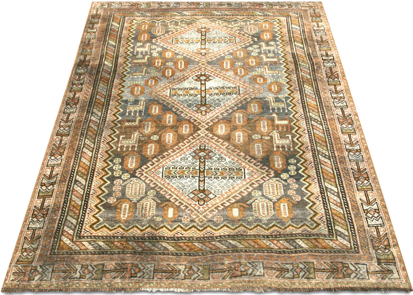 Semi Antique Persian Shiraz Rug - 4'4" x 5'9"